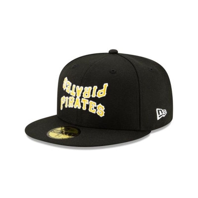 Black Pittsburgh Pirates Hat - New Era MLB Team Mirror 59FIFTY Fitted Caps USA0976853